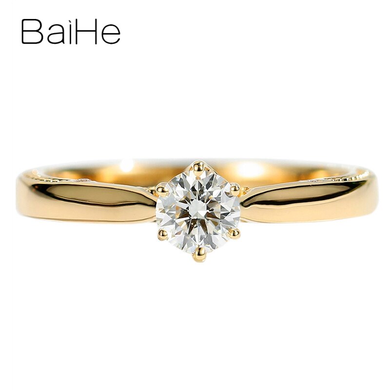 BAIHE Solid 14K Yellow Gold About 0.30ct Certified