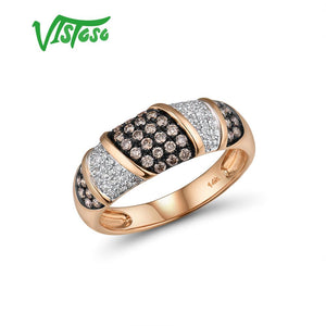 VISTOSO Pure 14K 585 Rose Gold Starry Diamond Brown