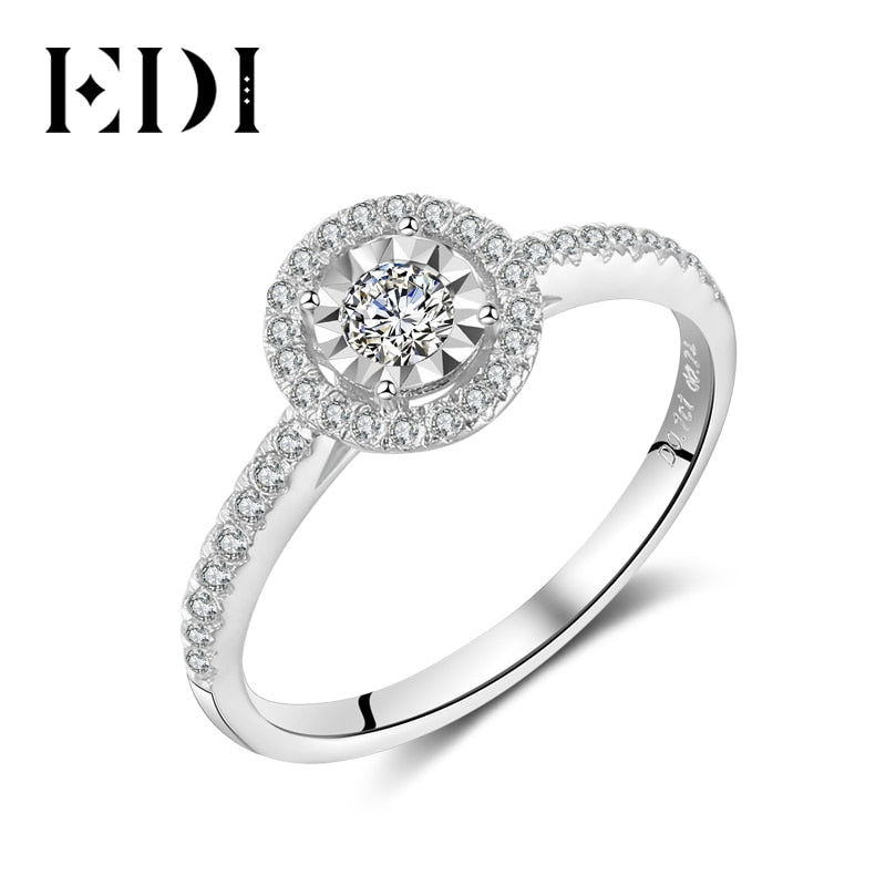 EDI Trendy Halo 0.34cttw Real Natural Diamond