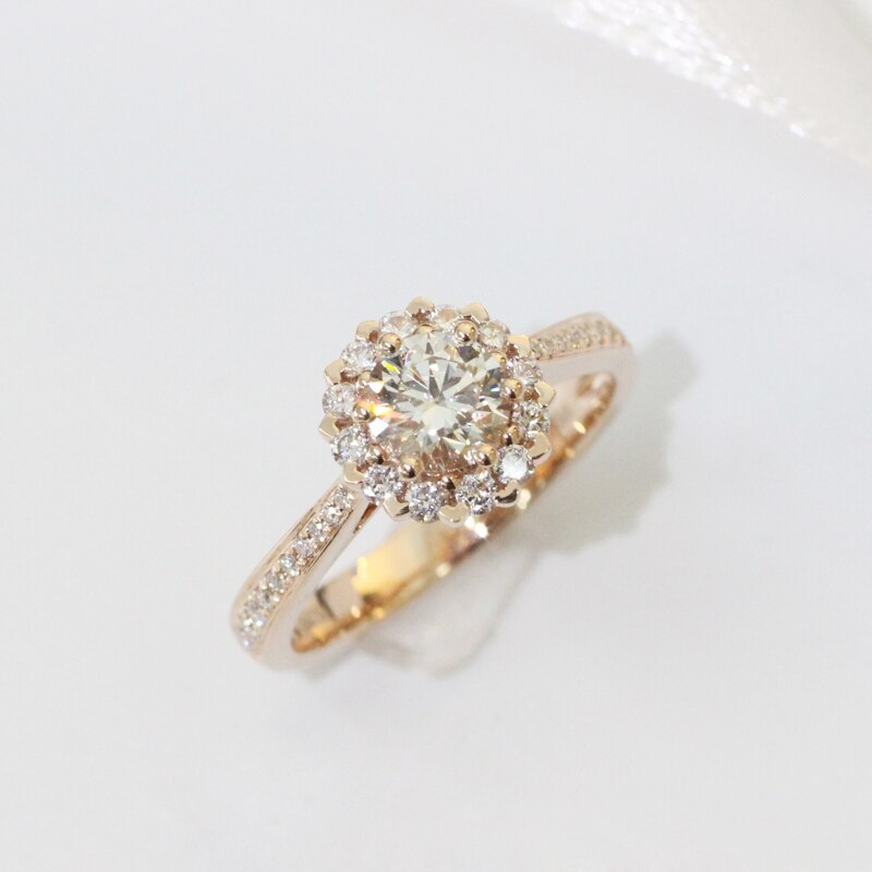 Diamonds Ring Solid 14K Yellow Gold Fine Jewelry 0.19ct