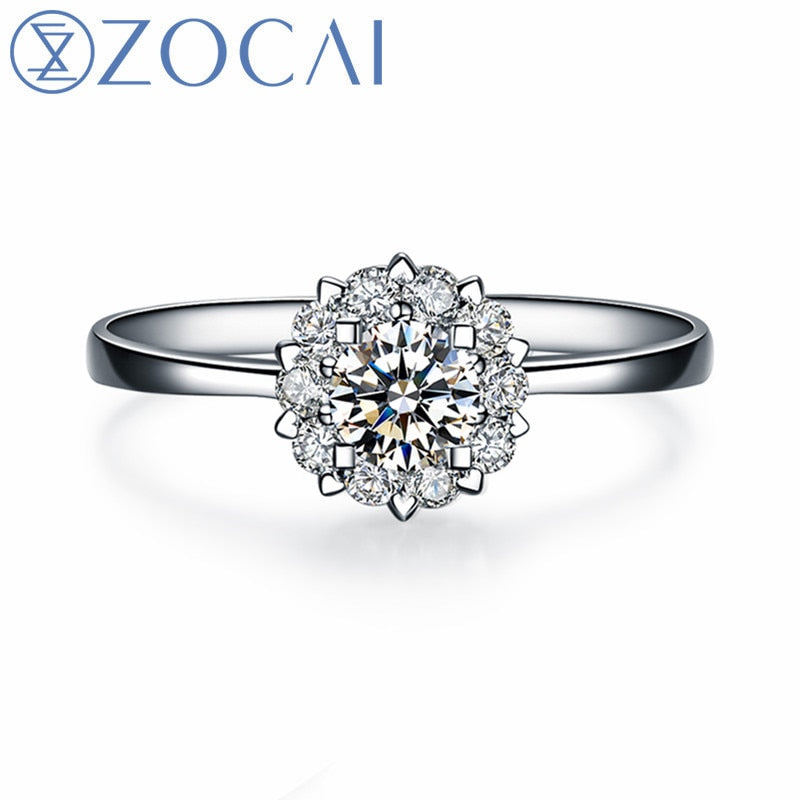 ZOCAI Drown IN Love " 18K White Gold (Au750) 0.8