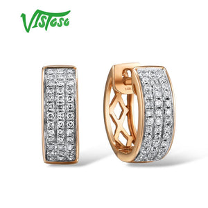 VISTOSO 14K 585 Rose Gold Earrings For Lady