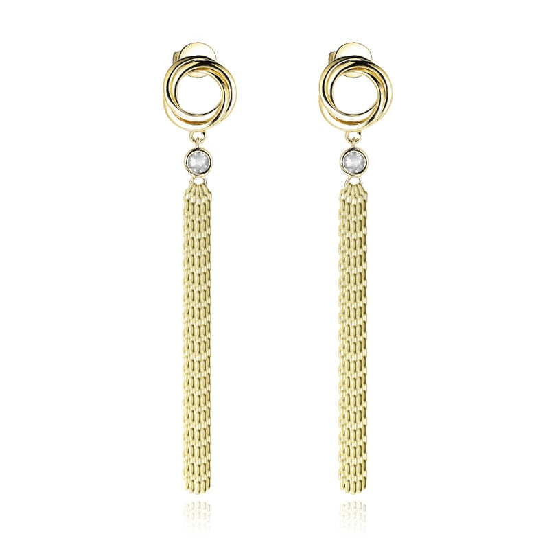 EDI 14K Yellow Gold Diamond Drop Earrings 0.12ctw