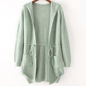 Knitting Cardigan Women Loose Hooded Coat Sweater