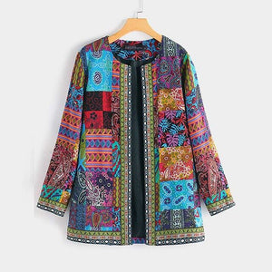 ZANZEA Ethnic Printed Cardigan Thin Coats