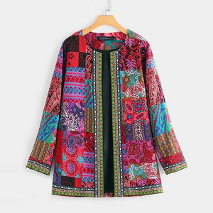 ZANZEA Ethnic Printed Cardigan Thin Coats