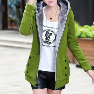 2019 winter jacket women solid hooded thick fleece