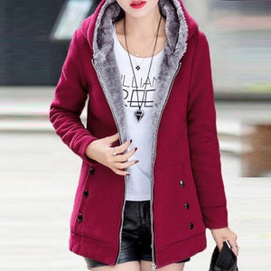 2019 winter jacket women solid hooded thick fleece