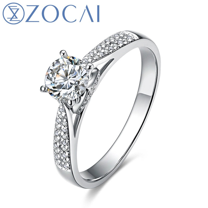 ZOCAI For Love Real 0.5 CT Certified D-E/SI Round