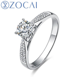 ZOCAI For Love Real 0.5 CT Certified D-E/SI Round