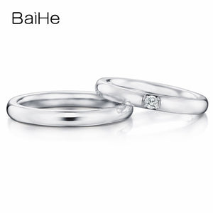 BAIHE Solid 18K White Gold 0.09ct Certified H/SI Round