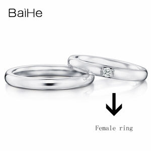 BAIHE Solid 18K White Gold 0.09ct Certified H/SI Round