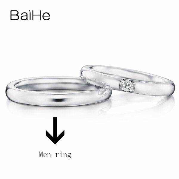 BAIHE Solid 18K White Gold 0.09ct Certified H/SI Round