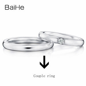 BAIHE Solid 18K White Gold 0.09ct Certified H/SI Round