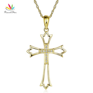 Peacock Star Fine 14K Yellow Gold Cross